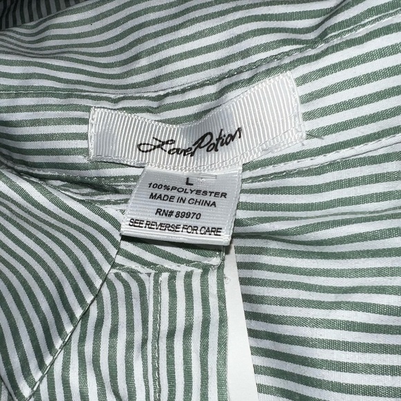 White and Sage Green Striped Collar Shirt - Picture 10 of 10